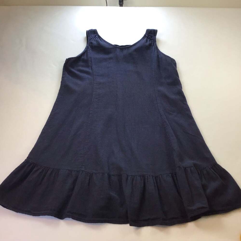 Terzo Millennio Made in Italy Sleeveless Ruffle Hem Linen Dress Large Chic - Picture 4 of 9